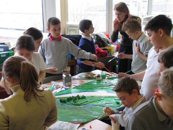 Pupils working on their own model at Raynville School, March 2006